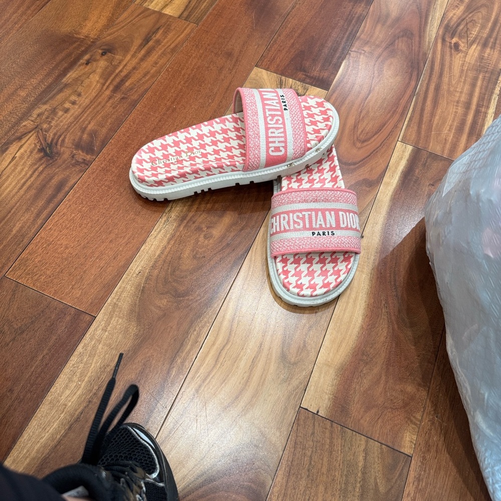 Dior Pink and White Women's Slides